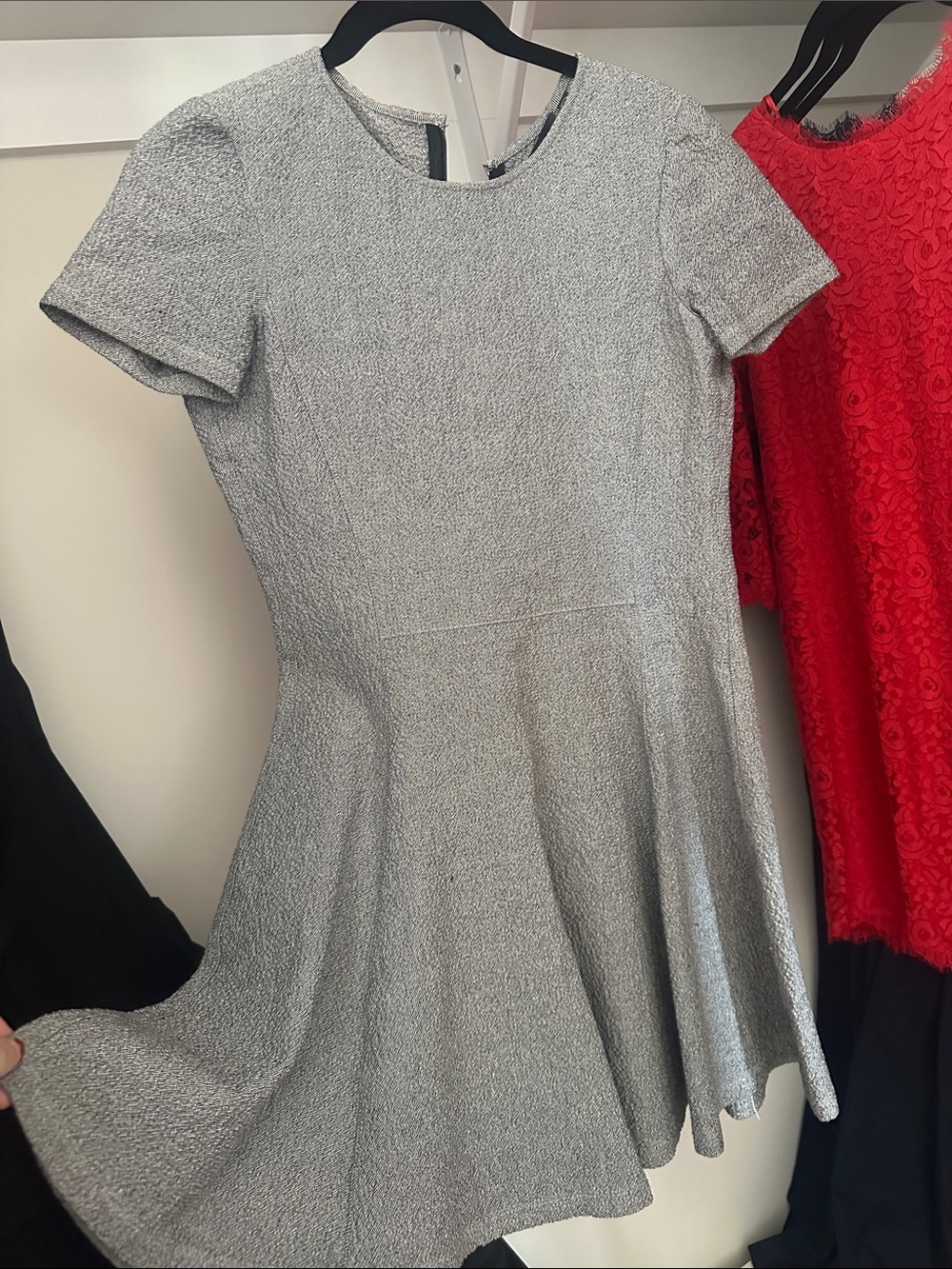 Theory Silver Short-Sleeve Fit & Flare Dress